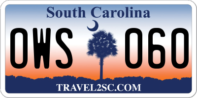 SC license plate OWS060