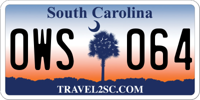 SC license plate OWS064