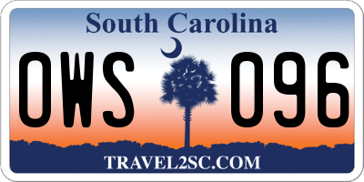 SC license plate OWS096