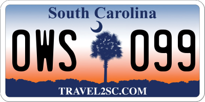 SC license plate OWS099