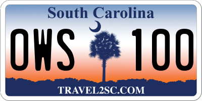 SC license plate OWS100