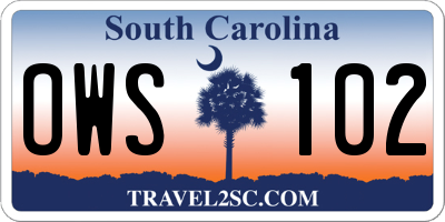 SC license plate OWS102