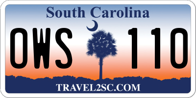 SC license plate OWS110
