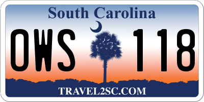 SC license plate OWS118