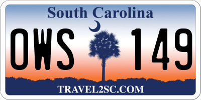 SC license plate OWS149