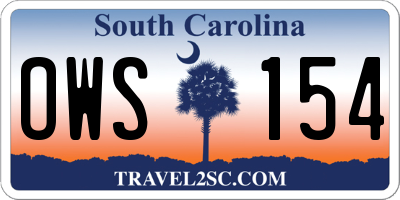 SC license plate OWS154