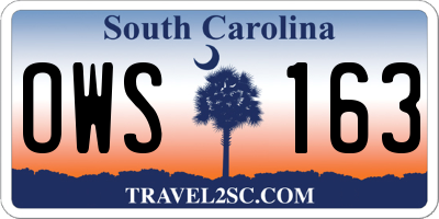 SC license plate OWS163