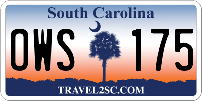 SC license plate OWS175