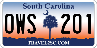 SC license plate OWS201