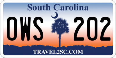 SC license plate OWS202