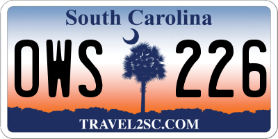 SC license plate OWS226