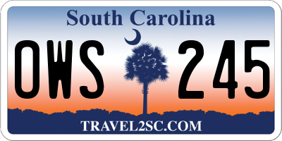 SC license plate OWS245
