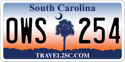 SC license plate OWS254