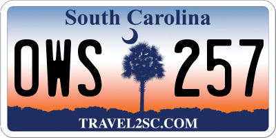 SC license plate OWS257