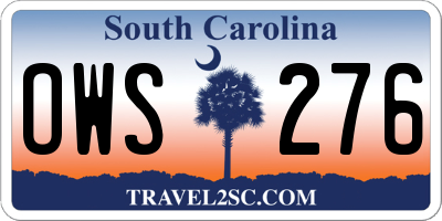 SC license plate OWS276