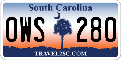 SC license plate OWS280