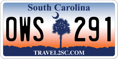 SC license plate OWS291