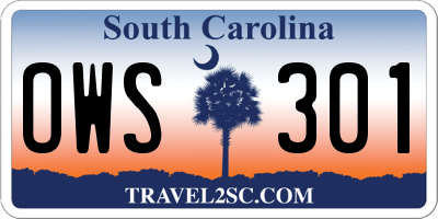 SC license plate OWS301