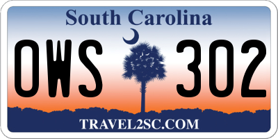 SC license plate OWS302