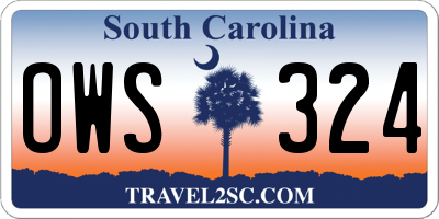 SC license plate OWS324