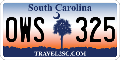 SC license plate OWS325