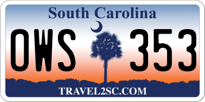 SC license plate OWS353