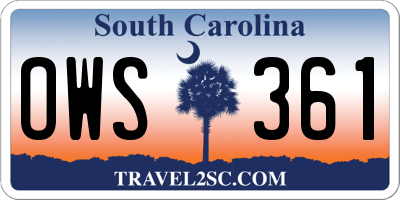 SC license plate OWS361