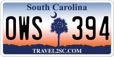 SC license plate OWS394