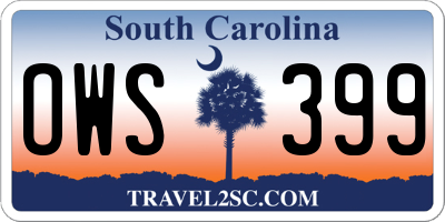 SC license plate OWS399