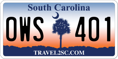 SC license plate OWS401