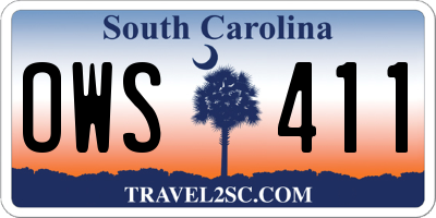 SC license plate OWS411