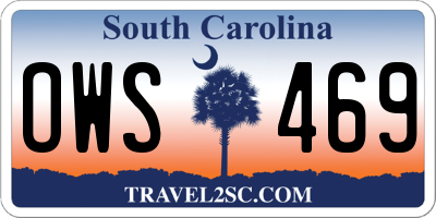 SC license plate OWS469