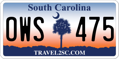 SC license plate OWS475
