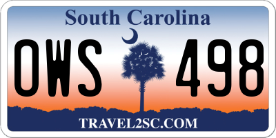 SC license plate OWS498