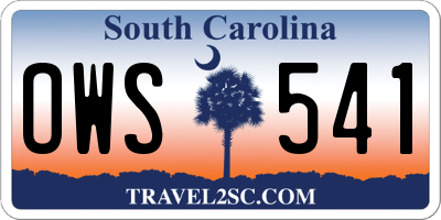 SC license plate OWS541