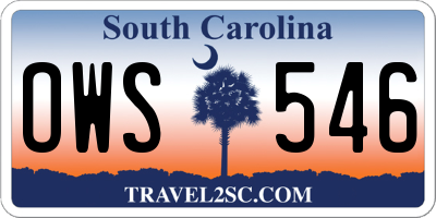 SC license plate OWS546