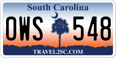 SC license plate OWS548