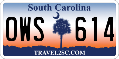 SC license plate OWS614