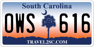 SC license plate OWS616