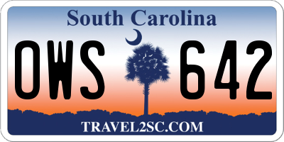 SC license plate OWS642