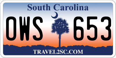 SC license plate OWS653