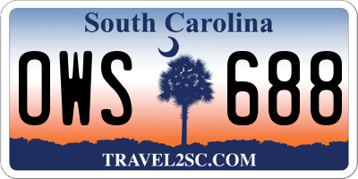 SC license plate OWS688