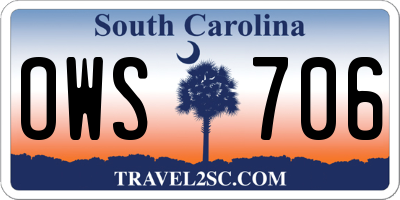 SC license plate OWS706