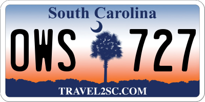 SC license plate OWS727