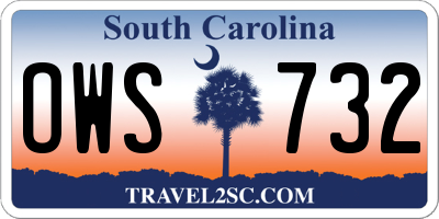 SC license plate OWS732