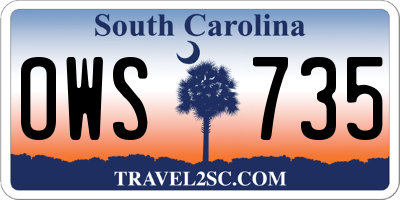 SC license plate OWS735