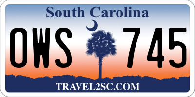 SC license plate OWS745