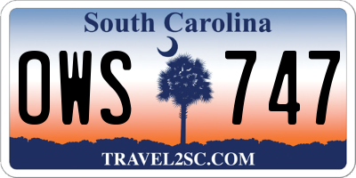 SC license plate OWS747