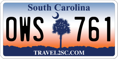 SC license plate OWS761