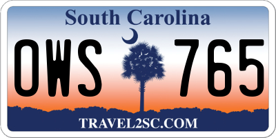 SC license plate OWS765